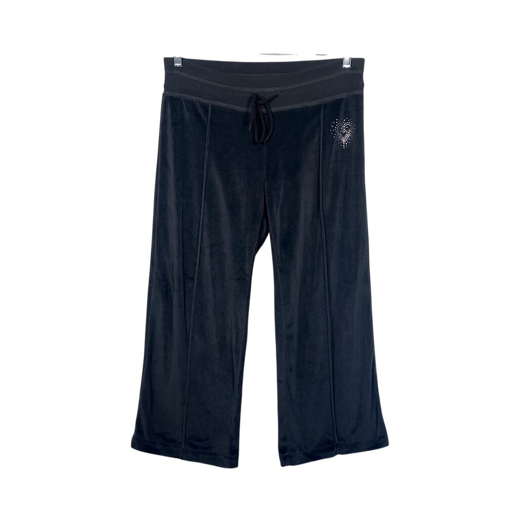 Vtg Y2K Bugle Boy for Her Velour Gray Low Rise Straight Leg Sweatpants Mcbling